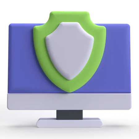 Computer Protection  3D Icon