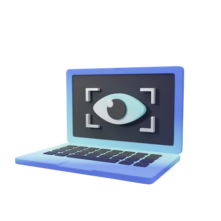 3 D Laptop With An Eye In The Display 3D Icon