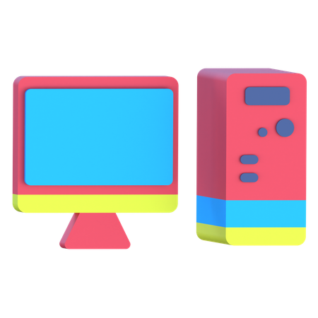 Computer System  3D Icon