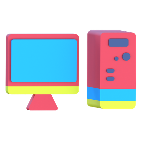 Computer System  3D Icon