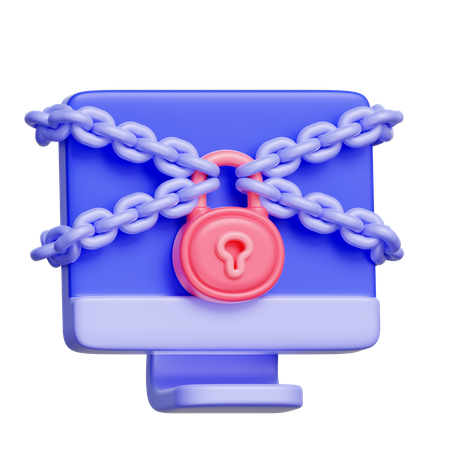 Computer Under Lock  3D Icon