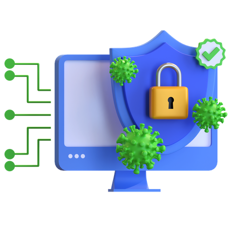 Computer Virus Protection 3D Illustration