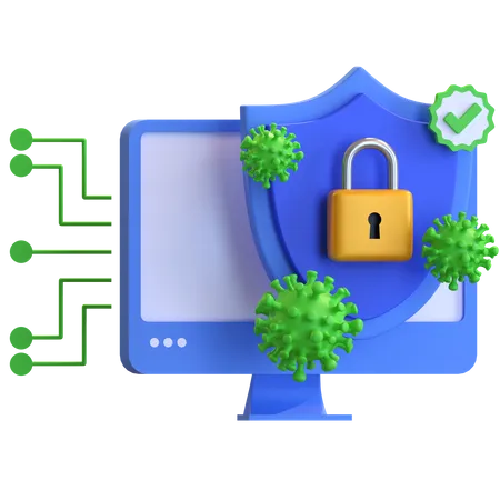 Computer Virus Protection 3D Illustration