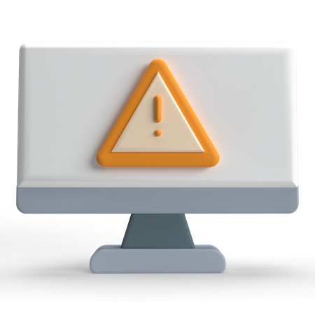 Computer Warning Sign  3D Icon