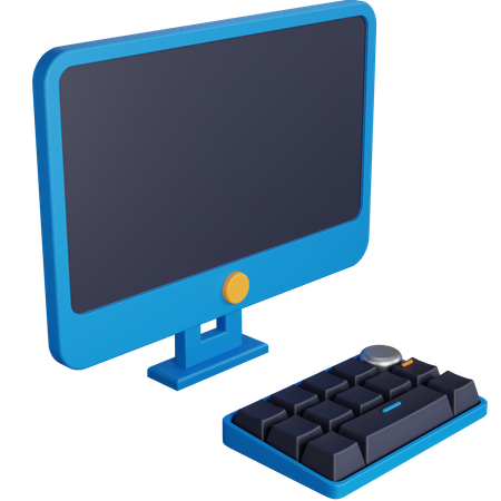 Computer With Keyboard  3D Icon