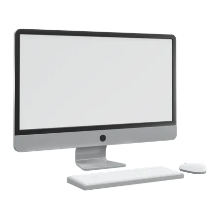 Computer With Keyboard  3D Illustration