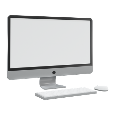 Computer With Keyboard 3D Illustration