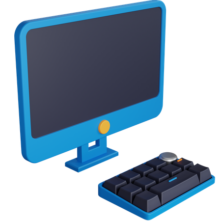 Computer With Keyboard  3D Icon