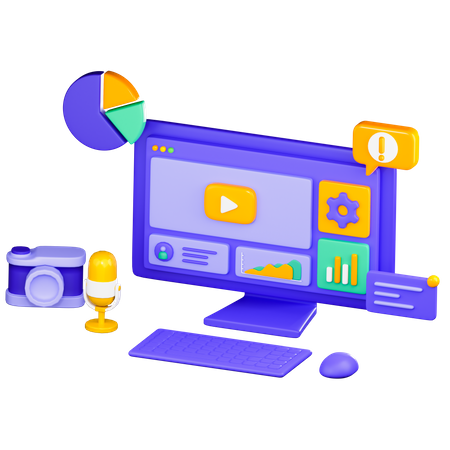 Computer Workspace  3D Icon