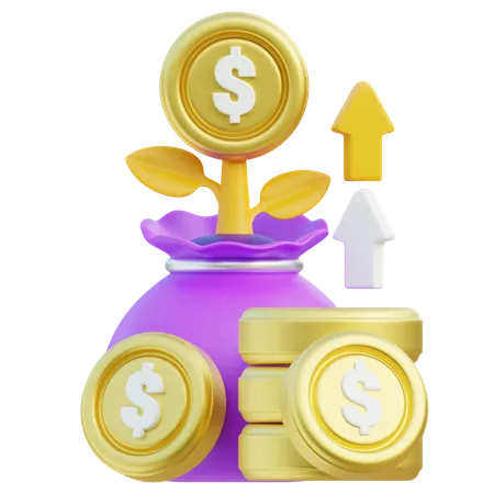 Crescimento do conceito de investimentos financeiros  3D Icon