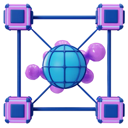 Conceito de rede de blockchain descentralizada  3D Illustration