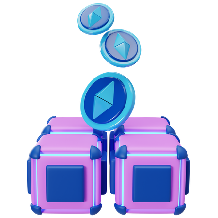 Conceito de tecnologia de blockchain Ethereum  3D Icon