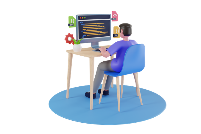 Concept of script coding and programming web site  3D Icon