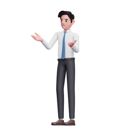 Concepto de conversación empresario vistiendo camisa larga y corbata azul  3D Illustration