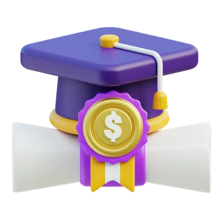 Concepto de inversión educativa con gorro de graduación  3D Icon