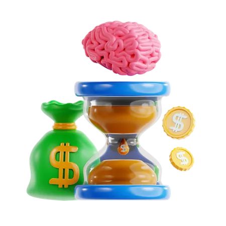 Concepts of Time Money and Intelligence in a Creative Design  3D Icon