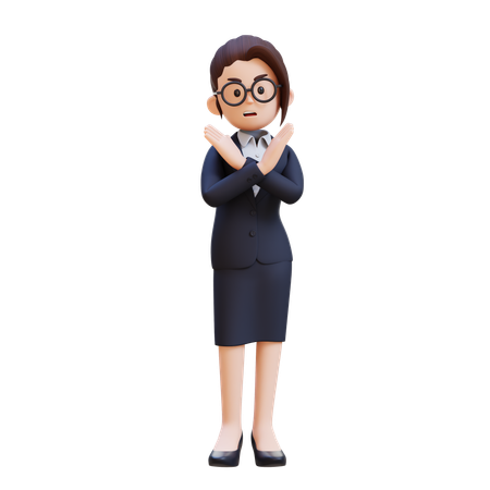 Concerned Businesswoman Showing Saying No  3D Illustration