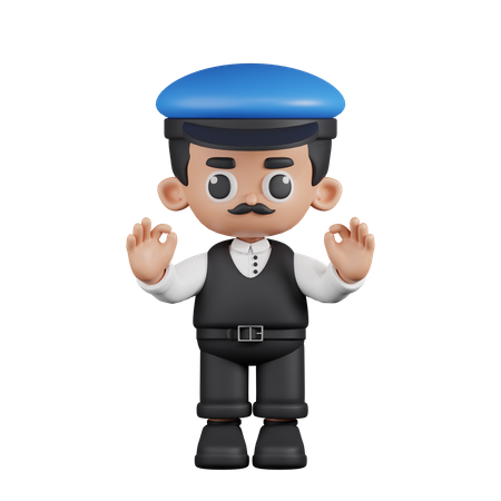 Conductor dando gesto con la mano Ok  3D Illustration