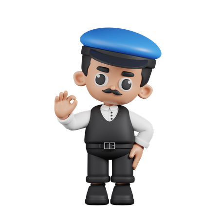 Conductor dando señal de Ok  3D Illustration