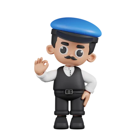 Conductor dando señal de Ok  3D Illustration