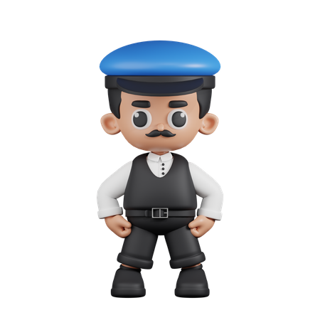 Conductor en postura de héroe  3D Illustration