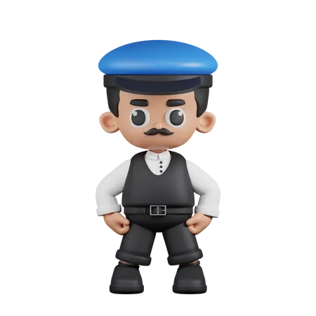 Conductor en postura de héroe  3D Illustration