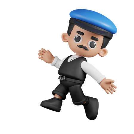 Conductor feliz saltando  3D Illustration