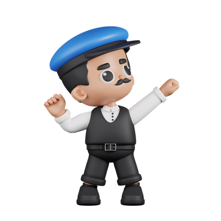 Conductor luciendo victorioso  3D Illustration