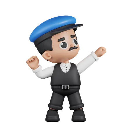 Conductor luciendo victorioso  3D Illustration