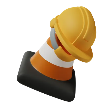 Cone And Construction Helmet  3D Icon