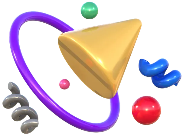 Cone And Objects Geometric Harmony Abstract Shapes  3D Icon