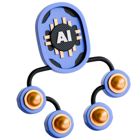 Conectividad cerebral de IA  3D Icon