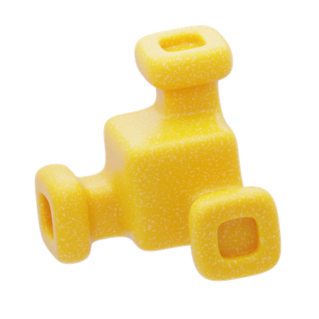 Conector cuadrado amarillo de resina plástica  3D Icon