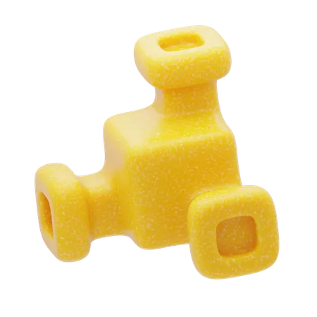 Conector cuadrado amarillo de resina plástica  3D Icon