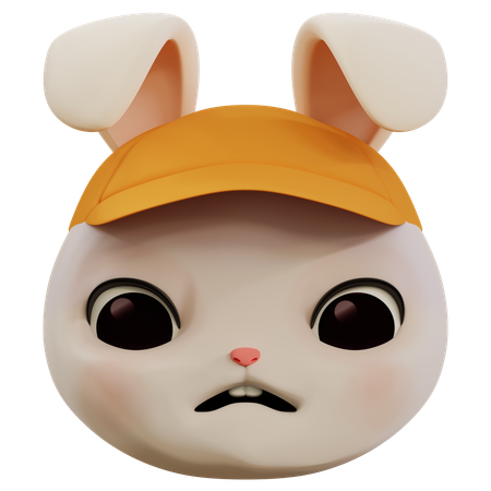 Emoji ansioso de conejo  3D Icon