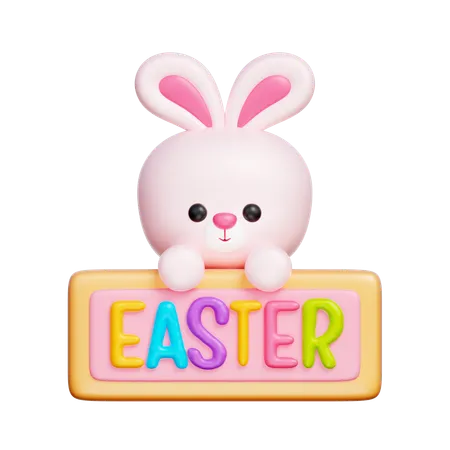 Conejito de Pascua con tablero de Pascua  3D Icon