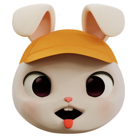 Conejo sacando la lengua emoji  3D Icon