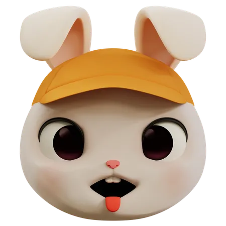 Conejo sacando la lengua emoji  3D Icon