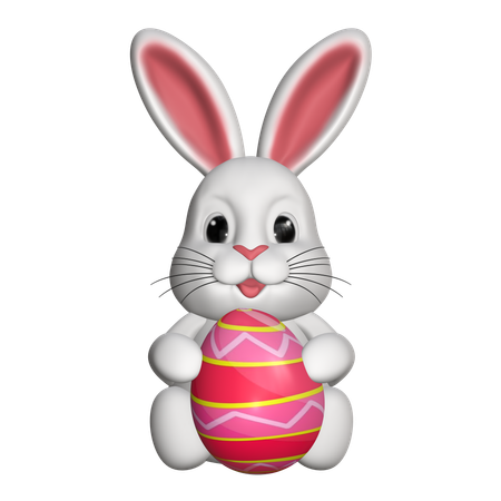 Conejo sosteniendo huevo  3D Icon