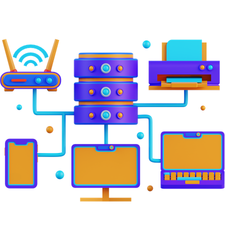 Conexão de dispositivo de banco de dados  3D Icon