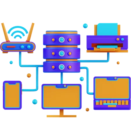 Conexão de dispositivo de banco de dados  3D Icon