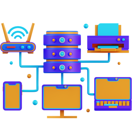 Conexão de dispositivo de banco de dados  3D Icon