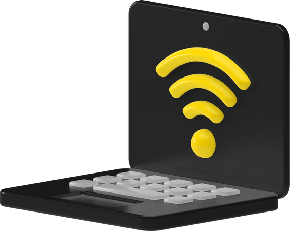 Conexão wi-fi no laptop  3D Illustration