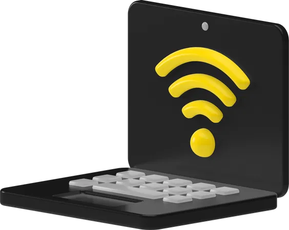 Conexão wi-fi no laptop  3D Illustration