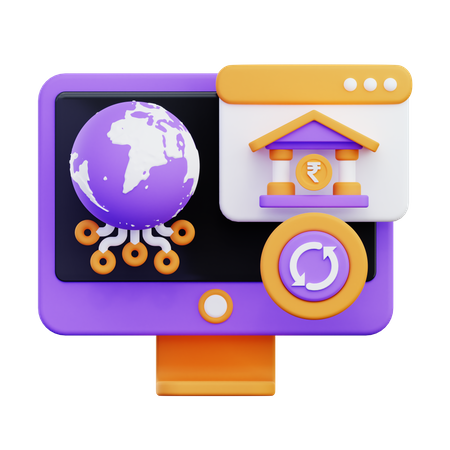 Conexión bancaria global  3D Icon