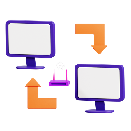 Conexión de computadora  3D Icon