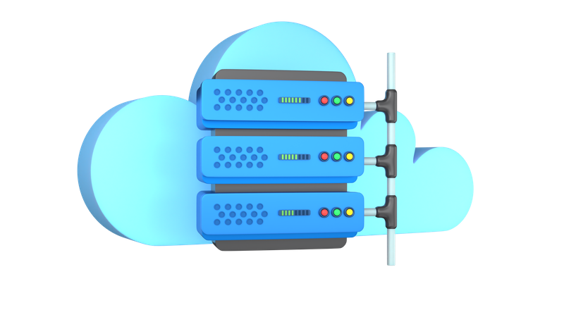Conexión al servidor en la nube  3D Illustration