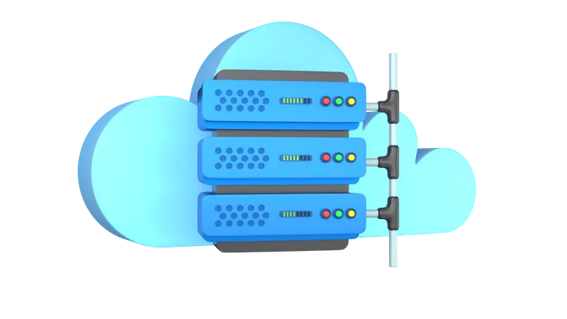 Conexión al servidor en la nube  3D Illustration
