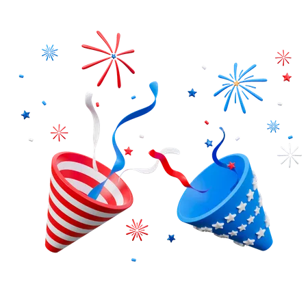 Fourth Of July Party Crackers 3 D Icon 3D Icon