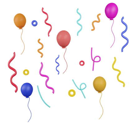 Confetti Balloon  3D Icon